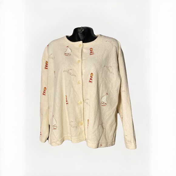 Vintage Art Unlimited Sportswear Sweater‎ Terry Cloth Lighthouses  2XL - Picture 1 of 5